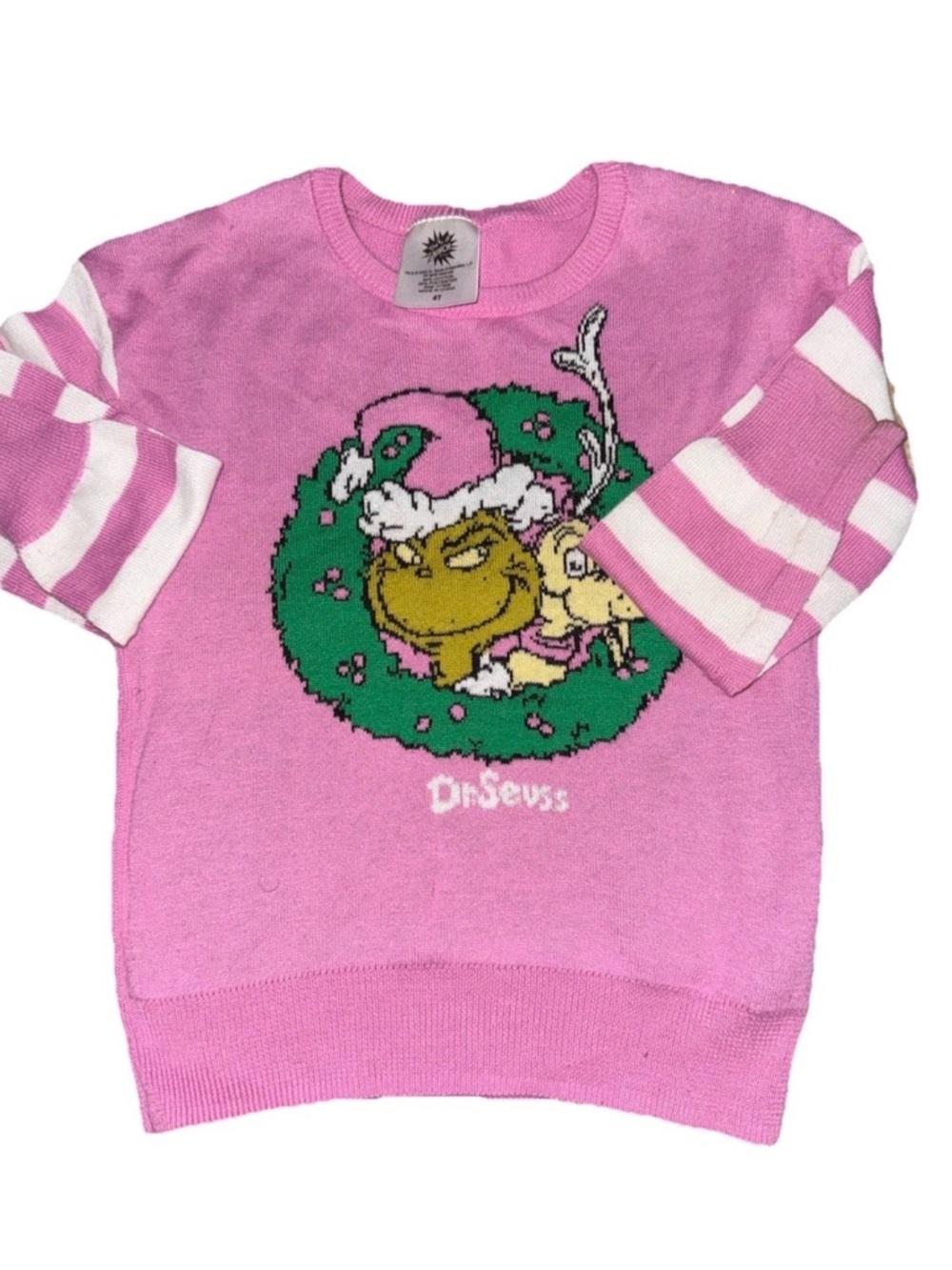 Dr. Seuss Pink Grinch Graphic Knit Sweater for Kids 4T